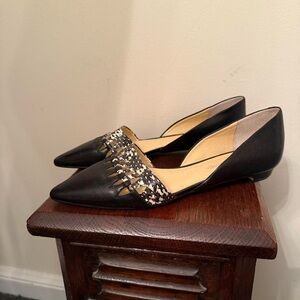 Ivanka Trump Black Leather D’Orsay Cut Out Flats